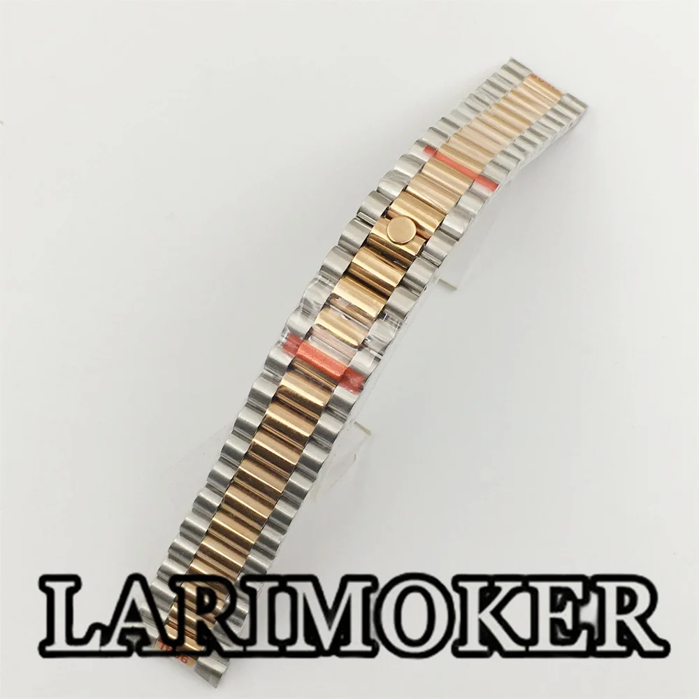LARIMOKER 20mm 실버 골드 로즈 골드 팔찌 904L 스테인레스 스틸 밴드 접이식 버클 핏 36/39/40mm 케이스