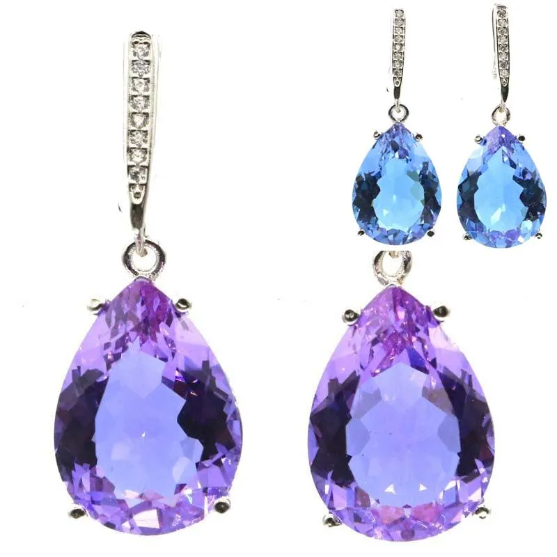 Acquista 3 Ottieni 1 Set Di Gioielli In Omaggio Drop 18X13Mm Zultanite Cambia Colore Alexandrite Topaz 925 Orecchini In Argento Ciondolo Gioielleria R
