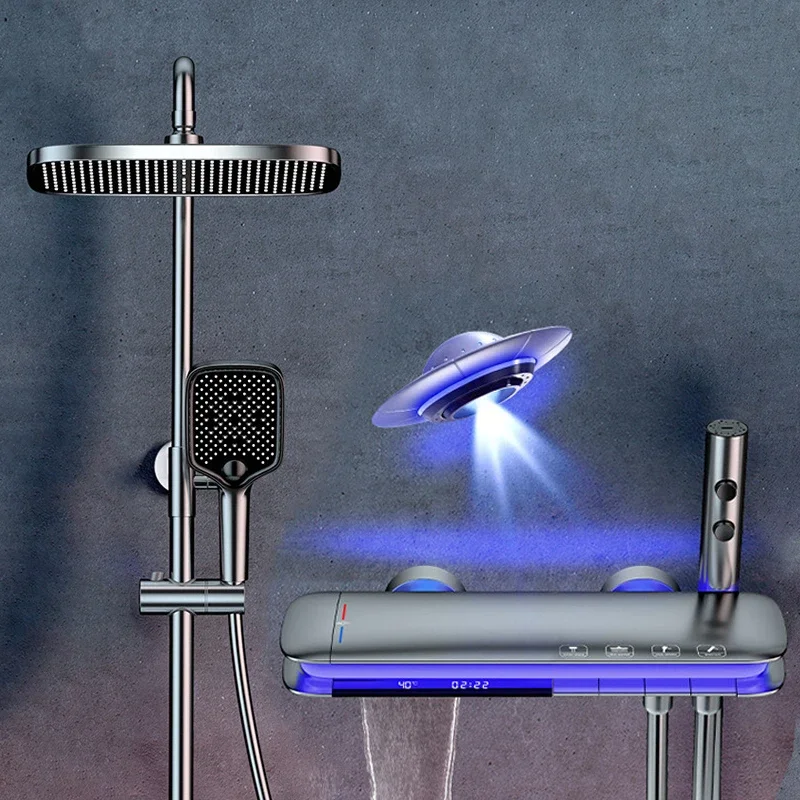SDSN Piano Digital Bathroom Shower Set Hot Cold Bathroom Faucet Accessories Rain Shower Head Thermostatic Digital Shower System 2