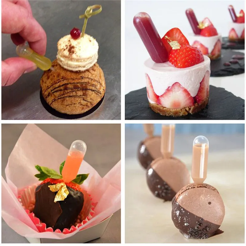 Ice Cream Jelly Milkshake Droppers Straw Dropper For Cake Disposable Straw Injector For Cupcake Dessert Baking Tools 50Pcs/pack