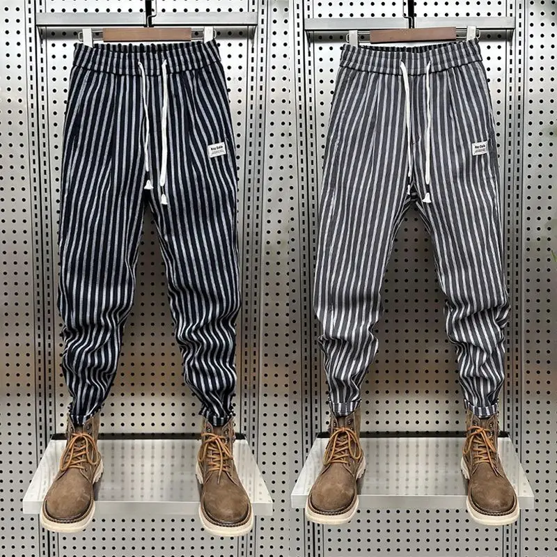 

Striped Jogger Casual Sweatpants Men Harajuku Hip Hop Streetwear Popular Unique Harem Pants Male High Quality Brand Trousers