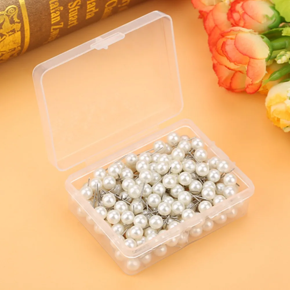 200pcs 장 라운드 볼 진주 푸시 핀 스틸 포인트 진주 화이트 장 썸 탭스 DIY 도구 웨딩