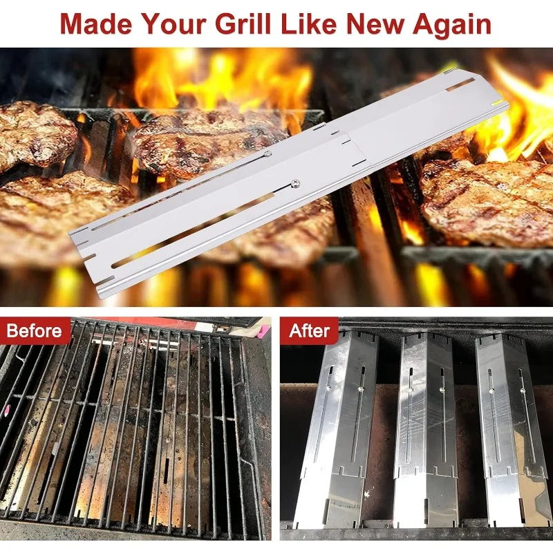 Porcelain Steel Heat Plates Shield Insulation Board Universal Adjustable Heat Tent Burner Cover Flame Tamer for BBQ Gas Grill
