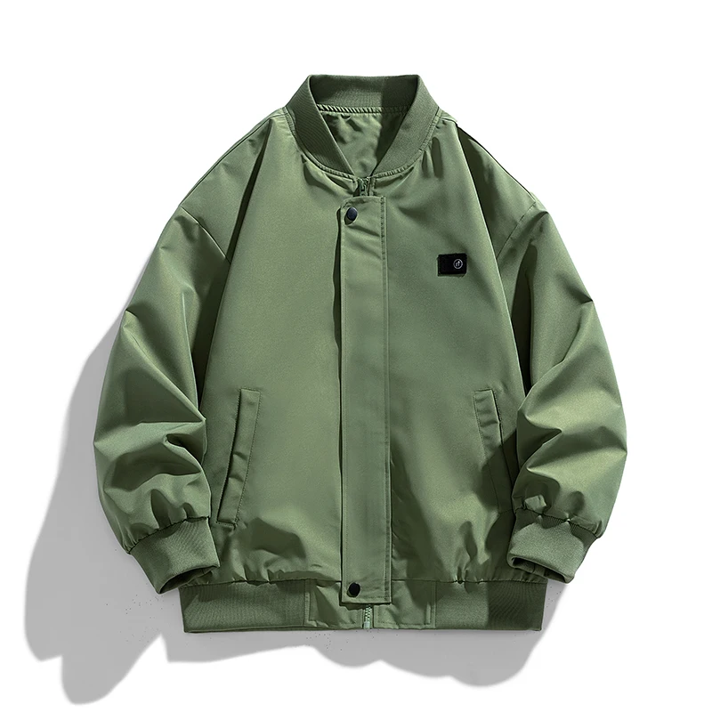 

Oversize Bomber Jacket Men Vintage Windbreaker Stand Collar Sport Baseball Coat Korean Casual Harajuku Streetwear Zip Up Solid