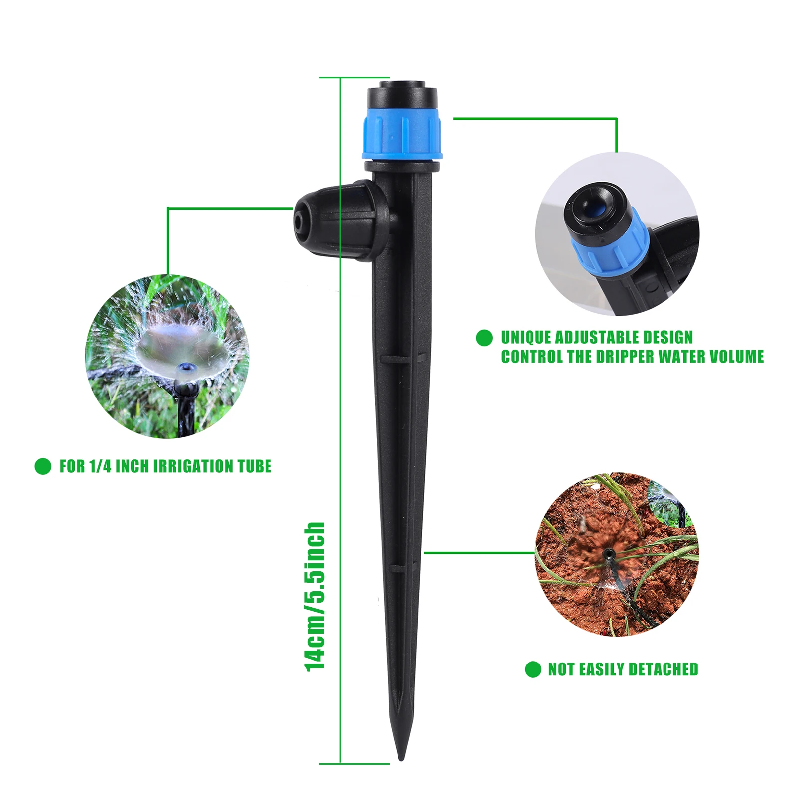 Description Picture 3 of item5/20/50/100Pcs 360° Scattering Sprinkler Watering Dripper Garden Farming Flower Lawn Irrigation Nozzle Locked Connect 1/4 Hose