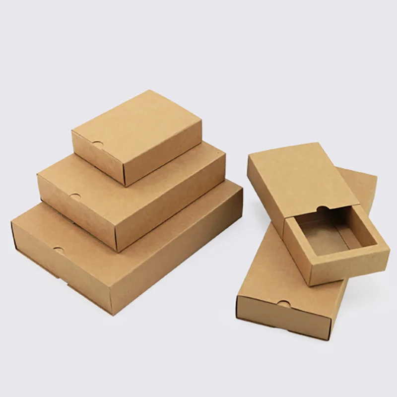 10 cardboard gift boxes, drawer-type boxes, kraft paper printable , tea storage and packaging boxes