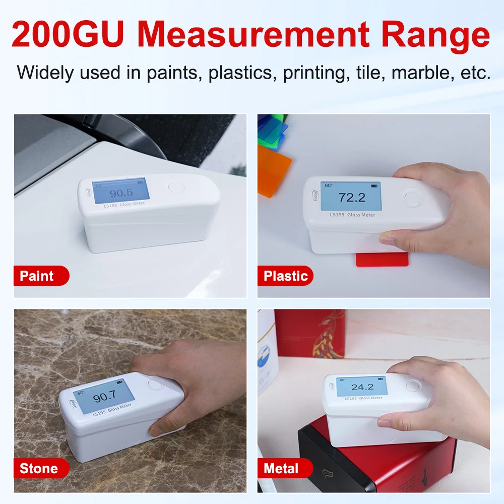 60 Degree Gloss Meter Single-Angle Glossmeter Shine Meter Automotive Paint Gloss Tester for Paint Ink Ceramic Marble LS195