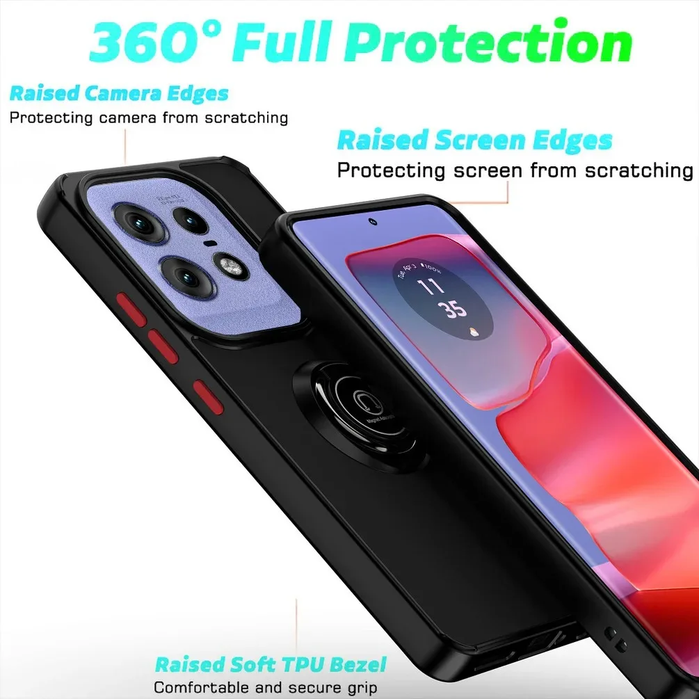 Durable Armor Matte Case with Magnetic Ring Holder Stand – Shockproof Protection