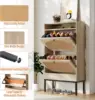 Shoe Cabinet, Shoe Storage Cabinet with 2 Flip Drawers, Slim Shoe Storage Rack with Charging Station for Entryway Hallway Living 5