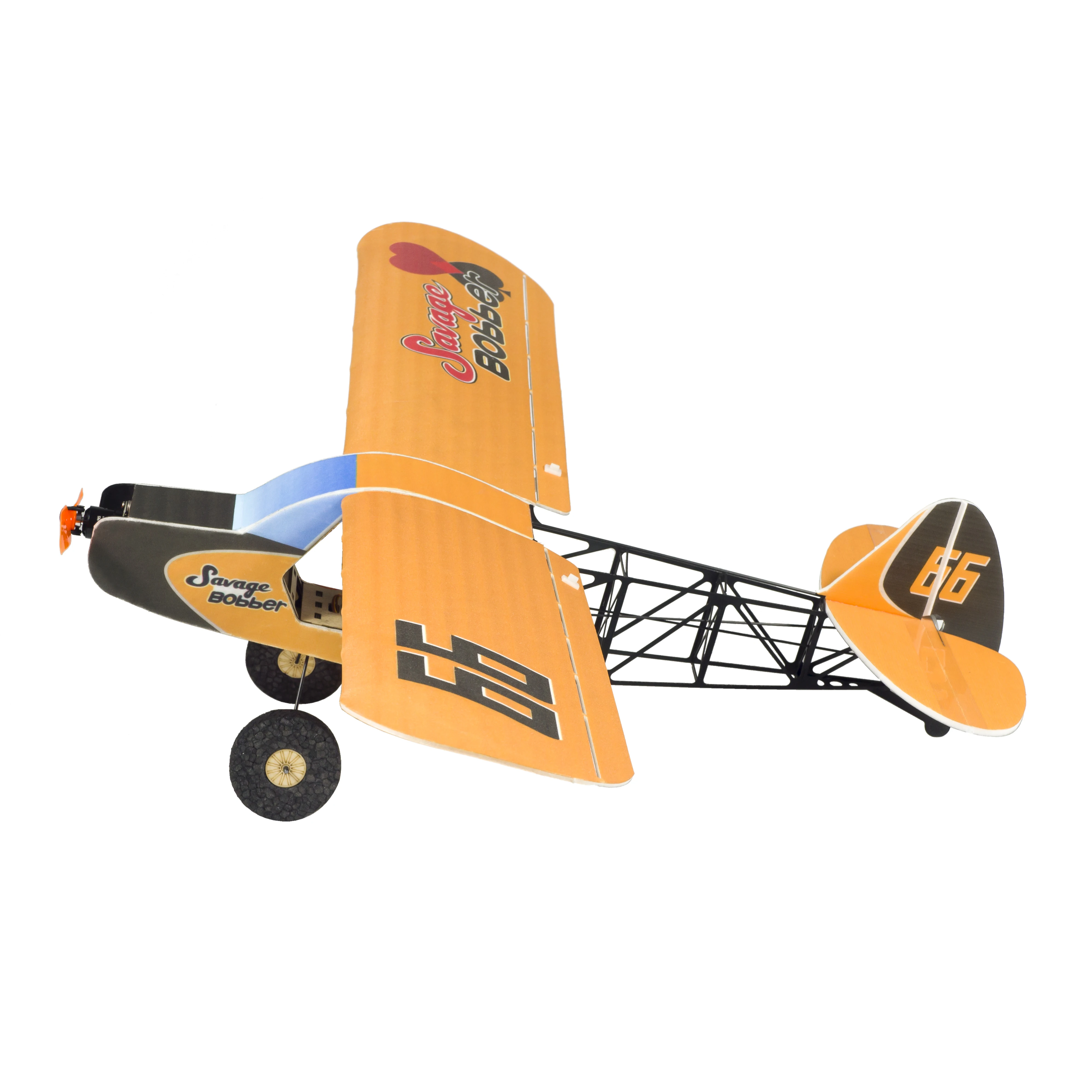 Détail du fuselage de l'Avion RC Savage Bobber 600mm avec ses deux couleurs disponibles, batterie incluse.