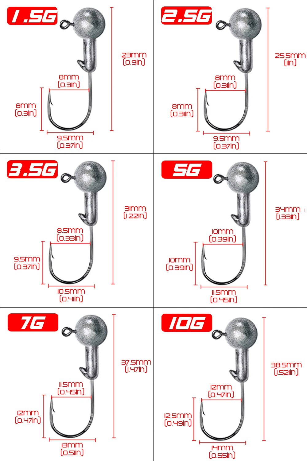10Pcs/5Pcs Jig Crank Fishing Hooks 1.5g-14g Jigging Hook Round Ball Head Barbed Fishhook Pike Carp Fishing Tackles 4