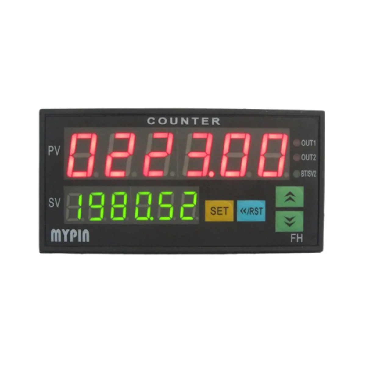 Mypin FH8-6CRRB Dual Display Digital Counter 6 Digits Light-Emitting Diode AC/DC Length Meter Black digital counter