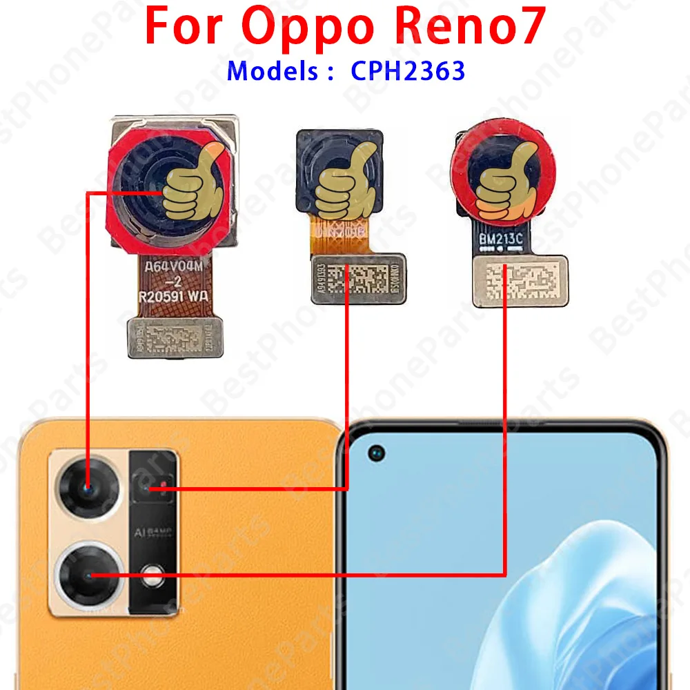 Front and Rear Back Camera For Oppo Reno7 4G CPH2363 Main Facing