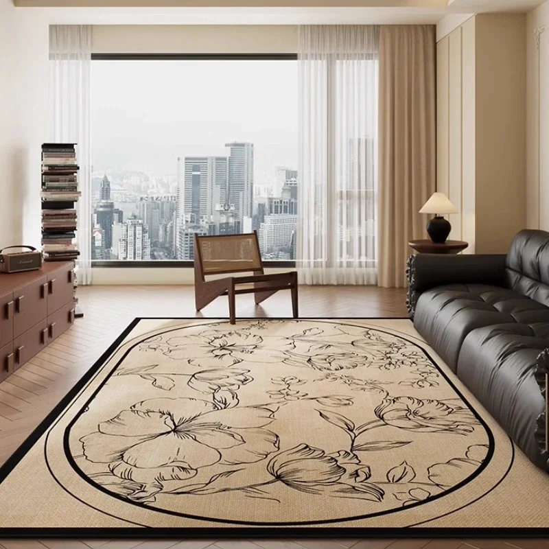 French Living Room Carpet Retro Art Floral Bedroom Rug High-end Coffee Color Home Sofa Coffee Table Plush Floor Mat Ковер Tapete