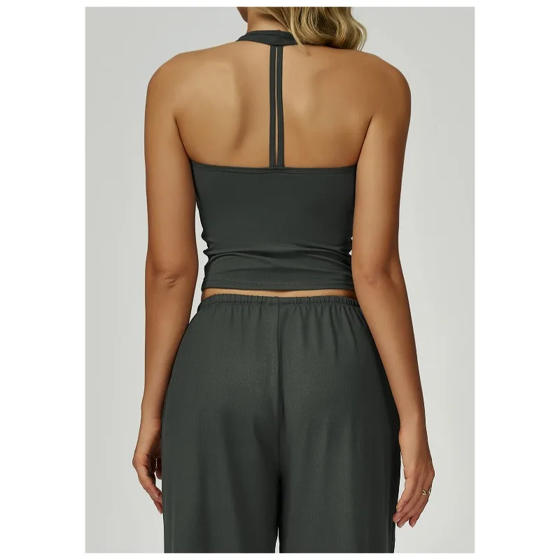 Woolen Yoga Vest V-shaped Tight Back Sports Bra, Running Exercise and Fitness Vest 4