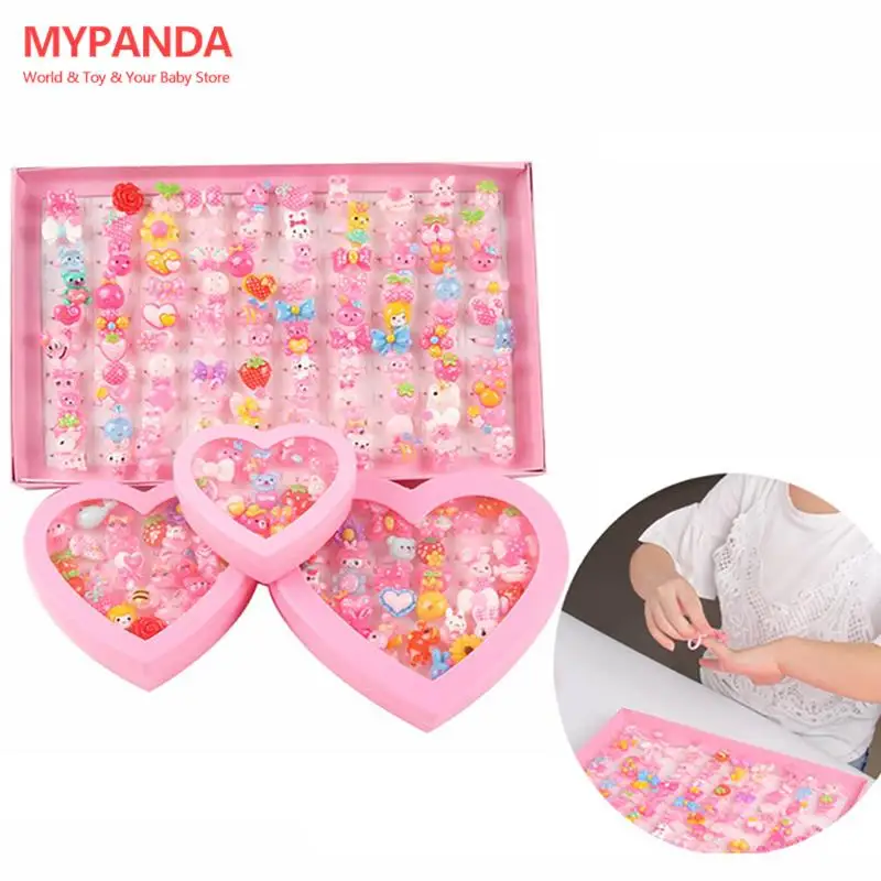 10pcs/lot Children's Cartoon Candy Animal Bow Shape Ring Set Mix Girl Jewellery Rings Kid Toy Gift