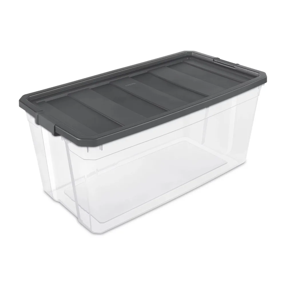 

200 Qt. Stacker Box Plastic, Flat Gray, Set of 3