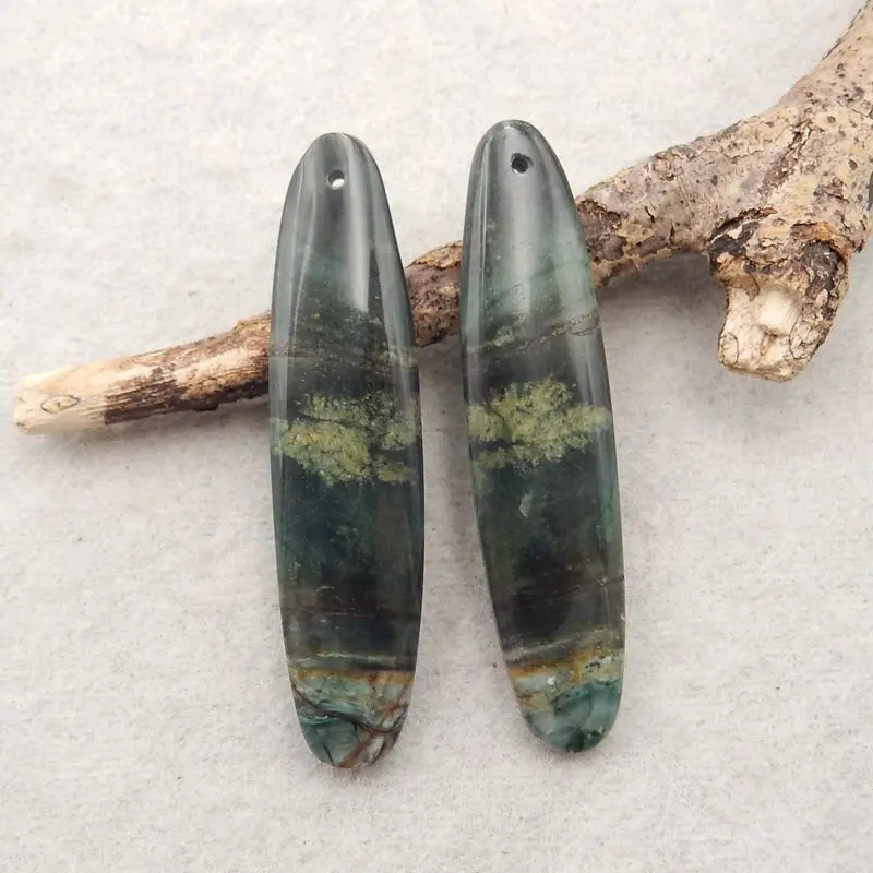 Semiprecious Natural Stone Morrisonite Jasper Gemstone Fashion Earring Bead Accessories For Women 45x11x5mm 8g