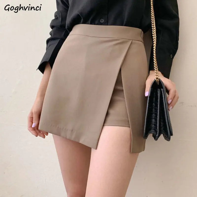 

Mini Skirts Women Side-slit New Fashion Solid Irregular Casual Simple Slim Office Lady Chic Ulzzang High Waist All-match Temper