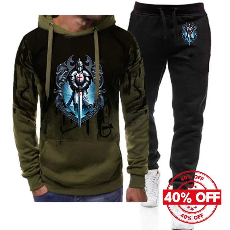 Mens Knights Templar Hoodies and Leisure Pants Suits