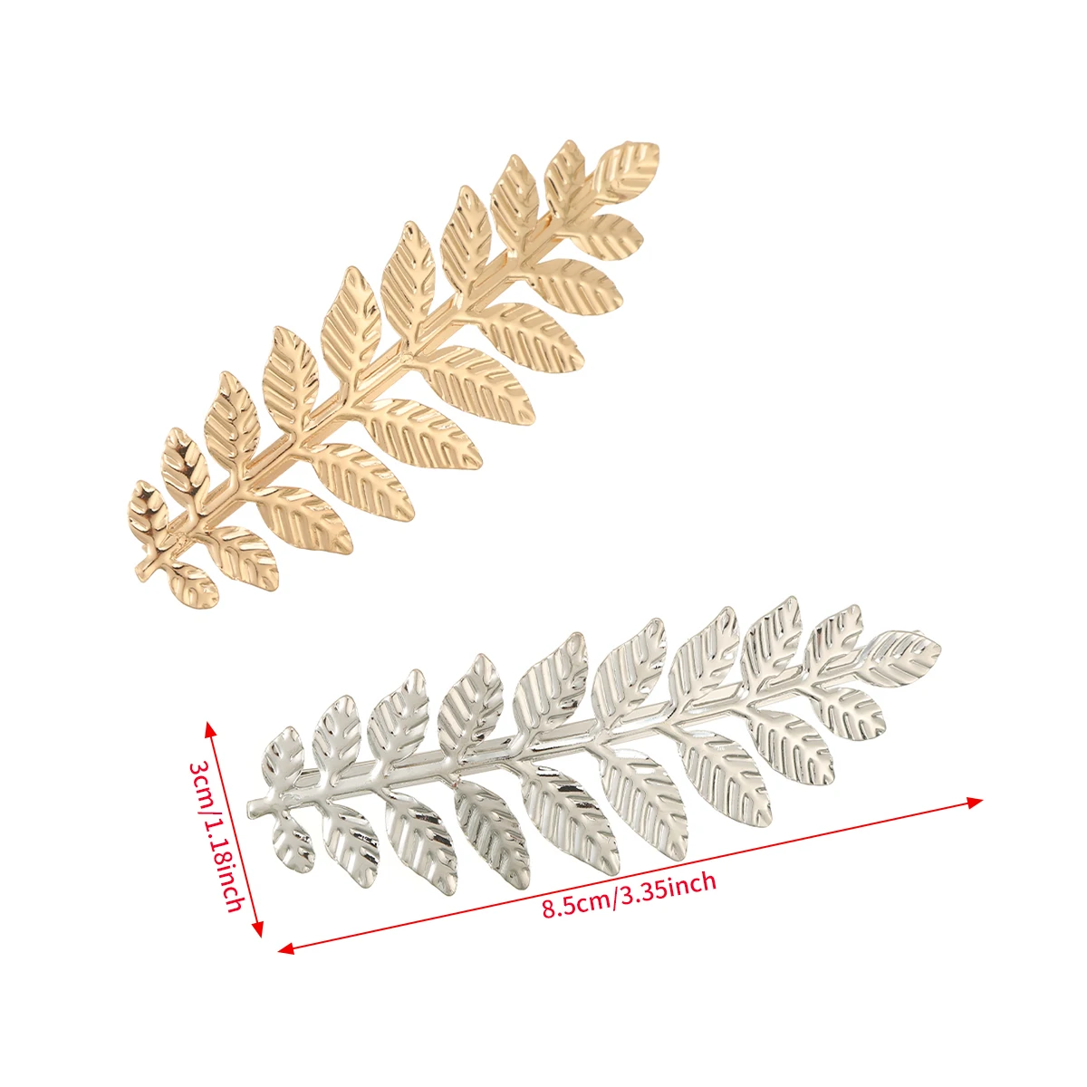 AWAYTRVintage Metall Blätter Haarspangen Simulieren Blatt Pflanze Haarspangen Hochzeit Gold Entenschnabel Clip Klemmen Platin Haarnadel Haarkamm – Detail 4