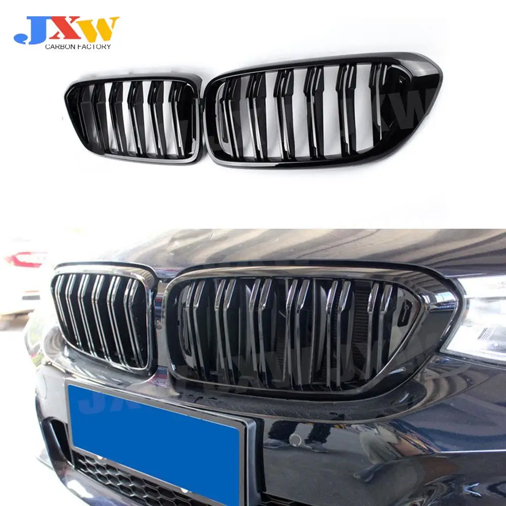 

2PCS ABS Front Racing Grill Kidney Double Slat Grille Mesh Covers for BMW 6 Series GT G32 630i 2018-2019 Car Styling