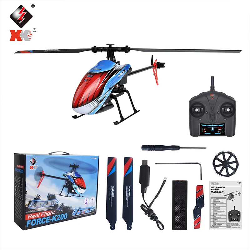 WLtoys XK K200 RC 헬리콥터 4CH 2.4G 원격 제어 비행기 광학 흐름 포지셔닝 공기 압력 고정 높이 비행기 완구