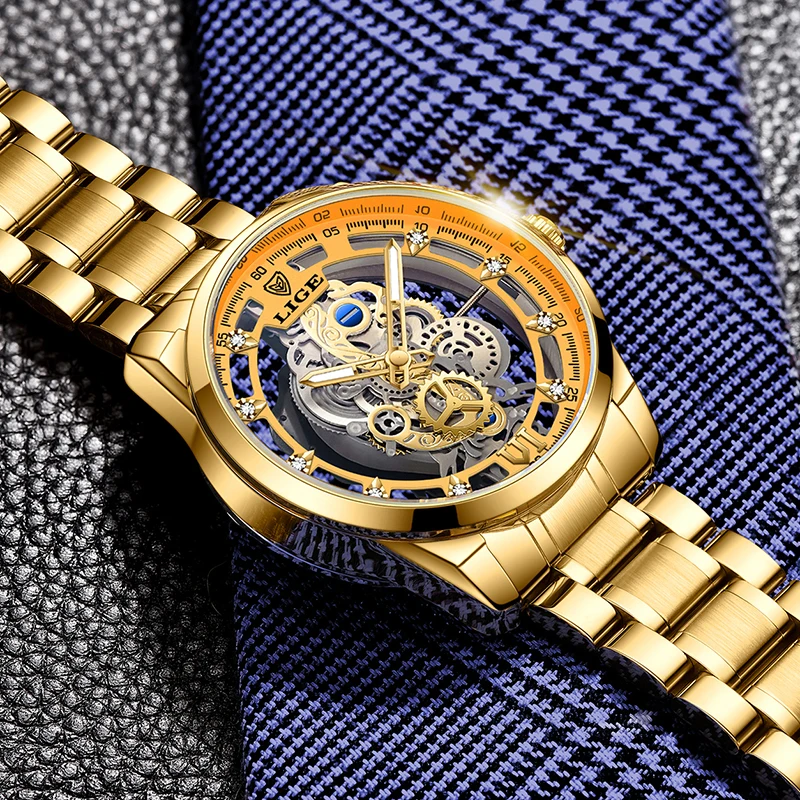 2024 New Men Watch LIGE Fashion Military Quartz Wrist Watches For Men Top Brand Luxury Hollow Skeleton Waterproof Watch Men