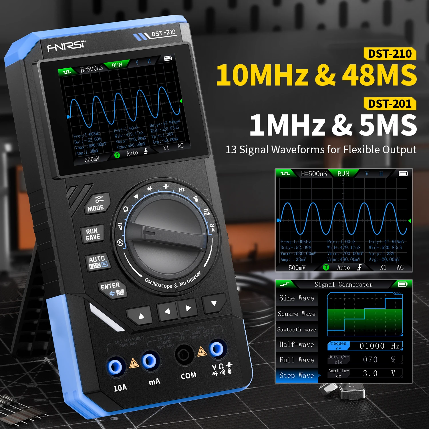 FNIRSI DST-210 DST-201 3 in 1 デジタル オシロスコープ マルチメータ