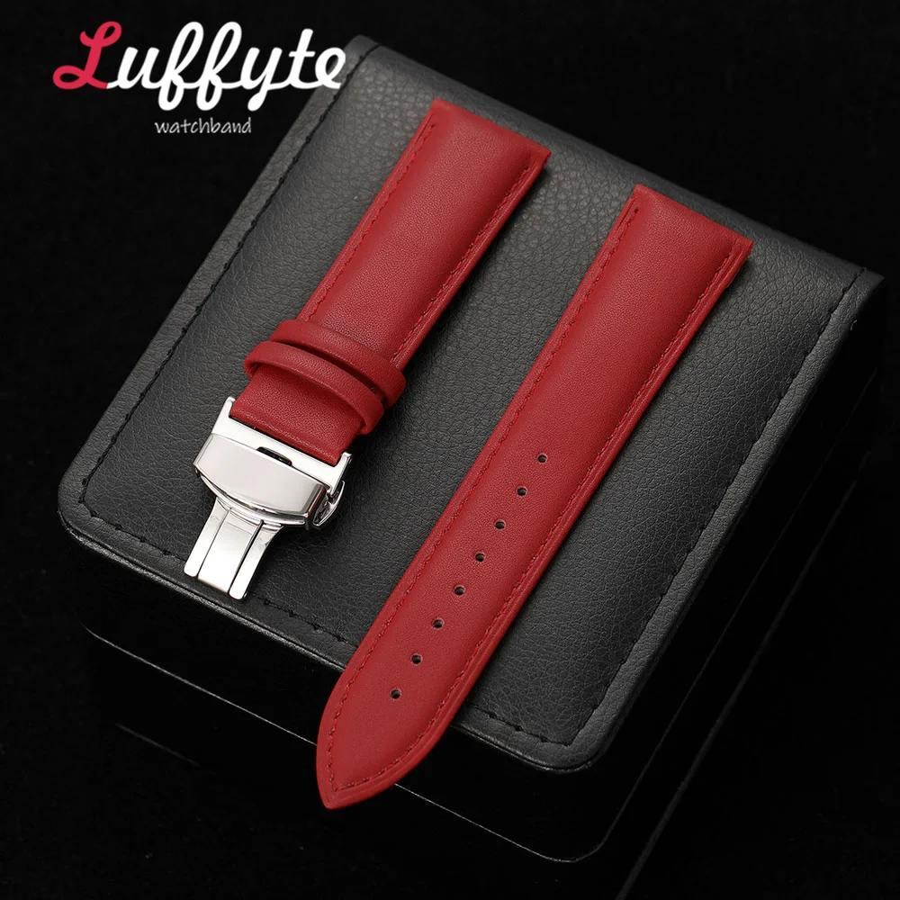 Unisex PU Leather Watch Strap with Stainless Steel Butterfly Buckle - Fashion Casual Accessory