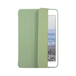 Compact Magnetic Stand Tri - Fold Flip Case for iPad Mini 7 (2024) - TPU Smart Tablet Cover (Light green)
