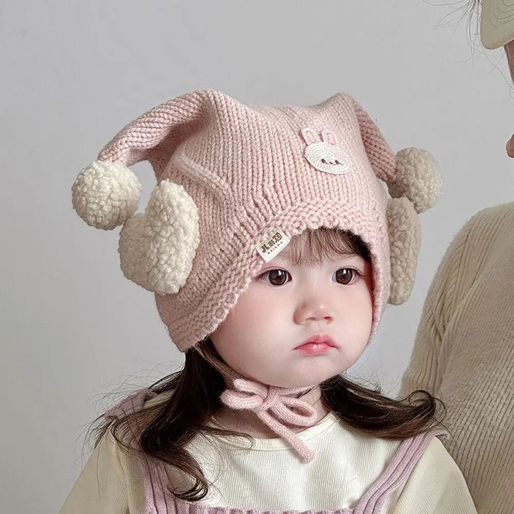 Cute Winter Baby Crochet Hat Breathable Cold-Resistant Toddler's Knitted Hat Thermal Solid Color Ear Protection Hat
