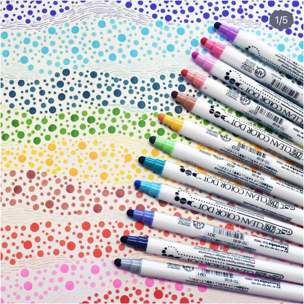 Japan Zig Kuretake Clean Color DOT TC-6100 Double-Tip Watercolor Marker Pen 1pc, watercolor pen