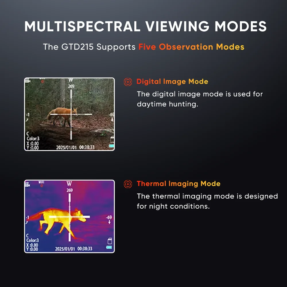 Multispectral Thermal Fusion Hunting Scope - 2K Visible Light & 256x192 Thermal