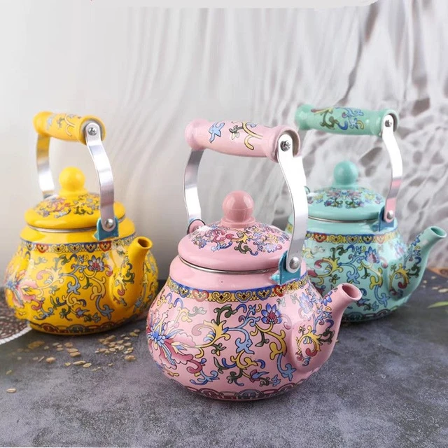 1.5L Porcelain Enamels Cute Teapot Kettle Coffee Milk Teapot Medicine Pot  Induction Cooking Gas Universal Household - AliExpress