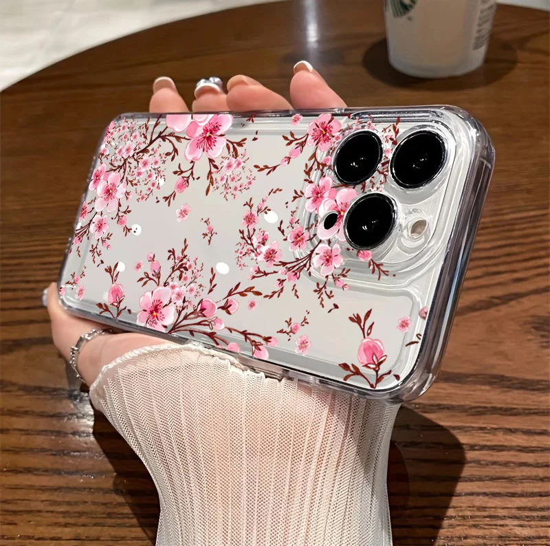 Clear Floral Phone Case Cover