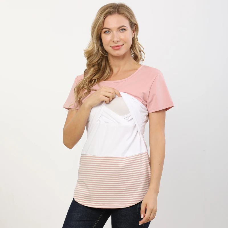 Big Size Loose Summer Maternity Clothes Tees Short Sleeve Breastfeeding Tops Casual Oversized Nursing T-shirt For Pregnant Women