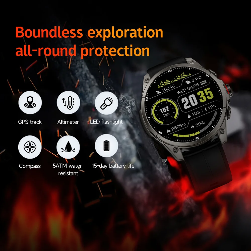 New Sports Smartwatch Real Time Gps Motion Trajectory Altitude Measurement Compass Outdoor Flashlight 670 Mah Ultra Long Standby, Alina Gadgets