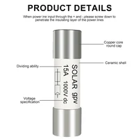 Fusibles solaires PV DC 1000V, 5/10 pièces, 1A 2A 3A 4A 5A 6A 8A 10A 15A 20A 25A 30A 32A, haute tension pour la Protection du système d'alimentation 10x38mm 6