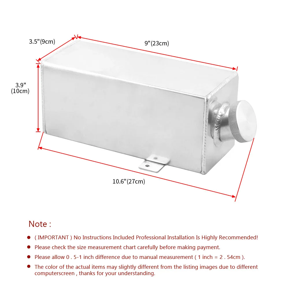 Universal 1.75L Polished Alloy Water Tank Washer Bottle Water Injection Practical And Durable