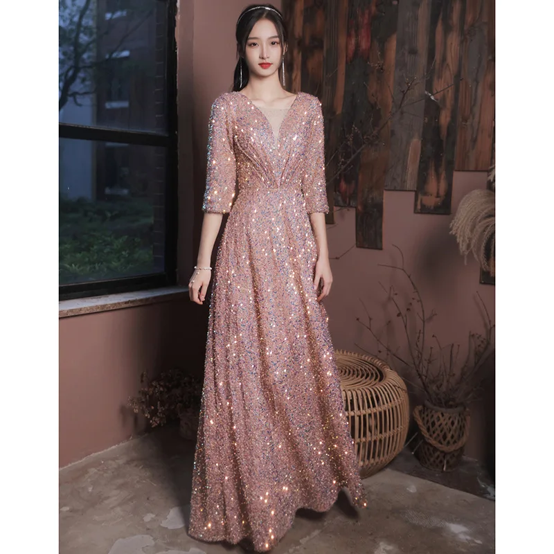 

Robe de soiree New V-Neck Sequined Women Wedding Banquet Elegant Evening Dresses Formal Party Dress Prom dresses Luxury Dress