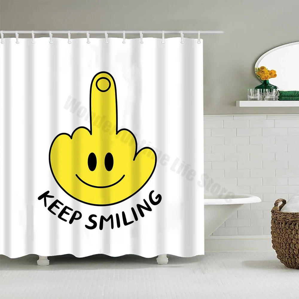 Cute Little Yellow Duck Shower Curtain Cartoon Funny Smiley Face Bathroom Waterproof Bath Duck Fabric 12 Hooks Bathroom Decor shower curtains