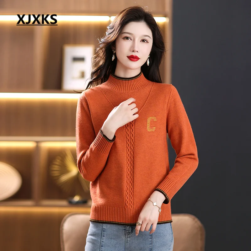 

XJXKS Thickened Turtleneck Sweater Women's Pullover 2022 Winter New Comfortable Wool Knitting Jumper Sueters De Mujer