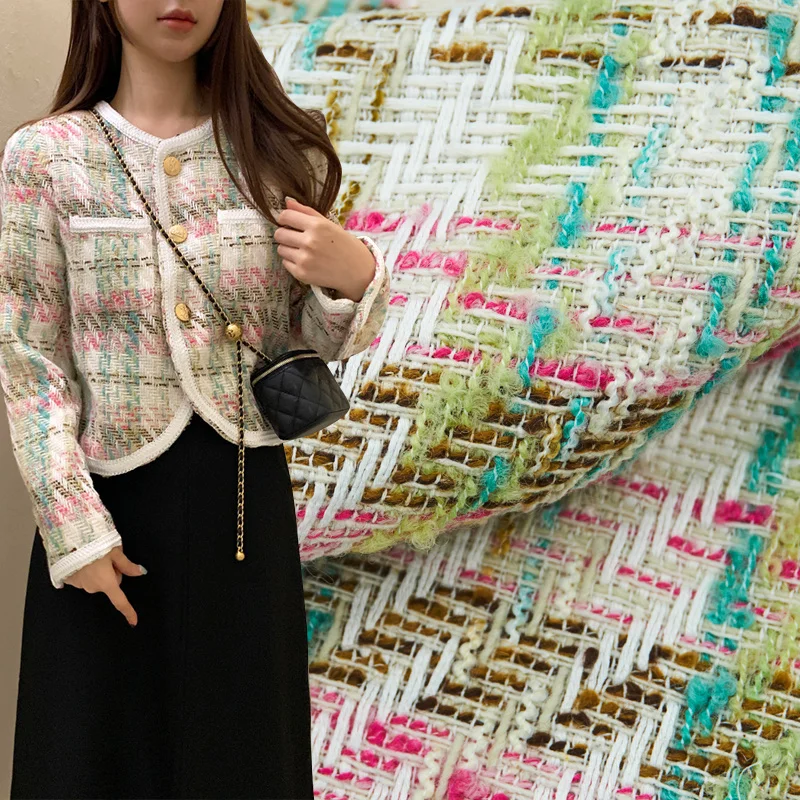 

Graceful Cotton Wool Tweed Fabric For Dress Coat Telas Por Metro Tissus Au MÈTre Твид Ткань Sewing 트위드 Tecido ツイード Cloth 원단 Diy