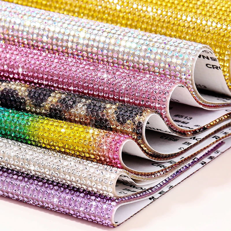 Ducrystal 24*40CM 1Pcs 자기 접착제 라인 석 스티커 유리 라인 석 다채로운 스티커 DIY 공예 의류. 가방 및 장식