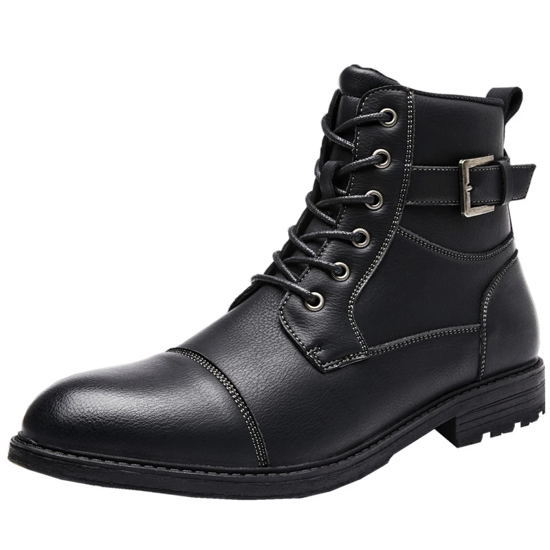 

Buckle Man Ankle Boots Lace Up Male Sneakers Half Boots Men Military Autumn Winter Man's Safety Shoes