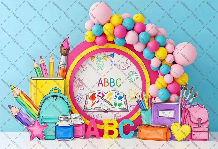 Mehofond 사진 배경 학교로 돌아가기 칠판 교실 ABC 어린이 생일 파티 초상화 장식 배경 사진 스튜디오