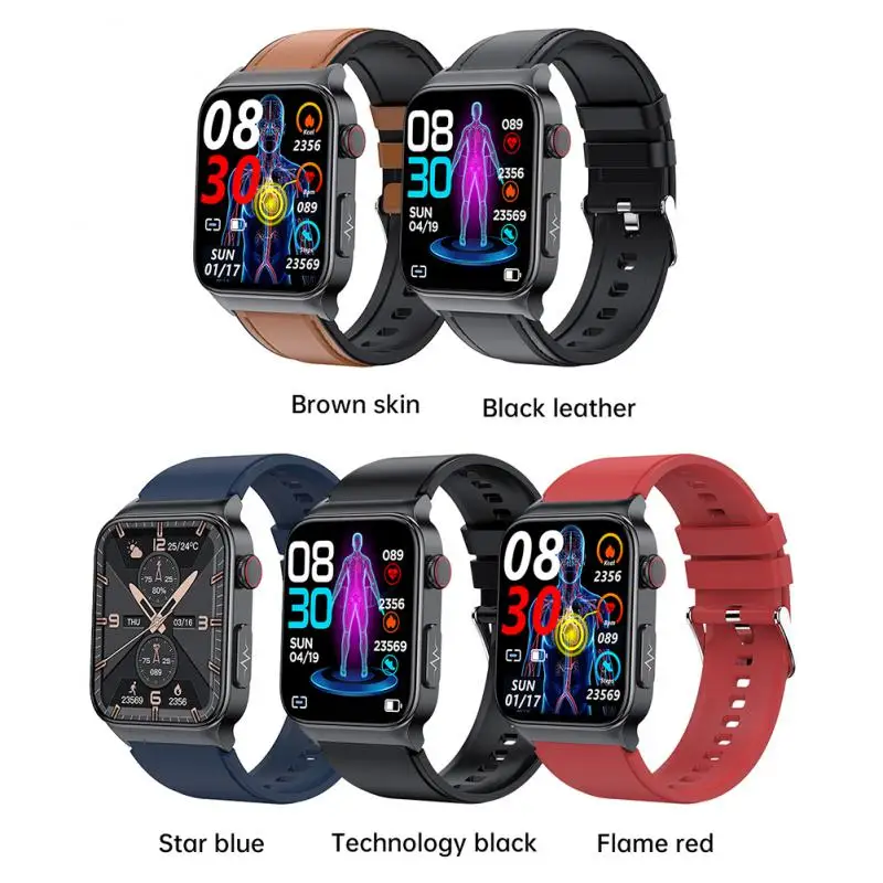 

E500 Smart Watch Non Invasive Blood Glucose ECG+PPG Heart Rate Blood Oxygen Electrocardiogram Monitoring Sports Bracelet