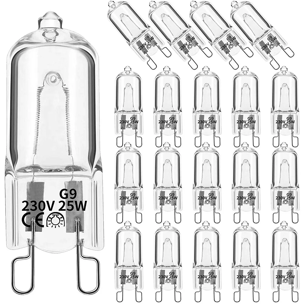 

20Pcs G9 Halogen Light Bulbs 25W Clear Halogen Lamps Dimmable Warm White 2800K for Chandeliers Pendants Landscape Lights