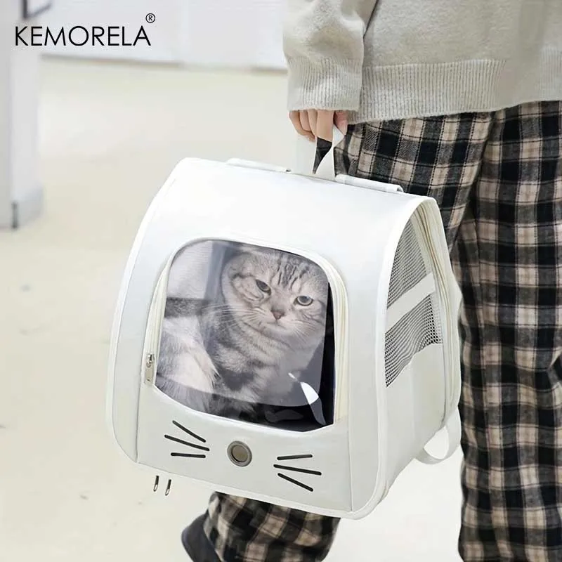 Pet Carrier Backpack Large Cat Backpack Transparent Breathable Portable Bag Cat And Dog Supplies 1Pcs